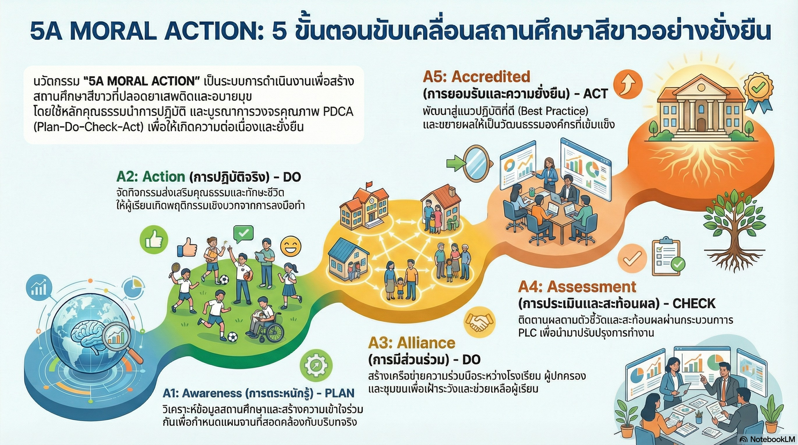 เผยแพร่นวัตกรรมโครงการสถานศึกษาสีขาว 5A Moral Action for White School